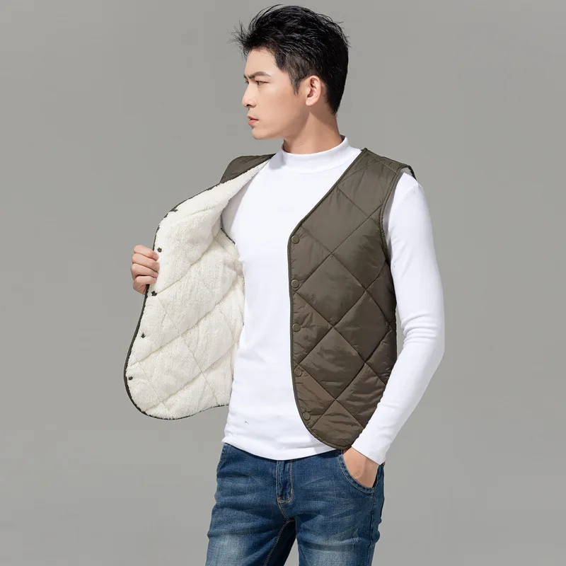 

Men Vests Coat 2022 Autumn Winter Cashmere Velvet Vest Men Plus Size 5XL Padded Warm Vest Cotton Padded Jacket