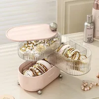 Light Luxury Lipstick Jewelry Dressing Table Storage Rack Jewelry Rotary Table Storage Box Dust Proof Multi Layer Transparent 1
