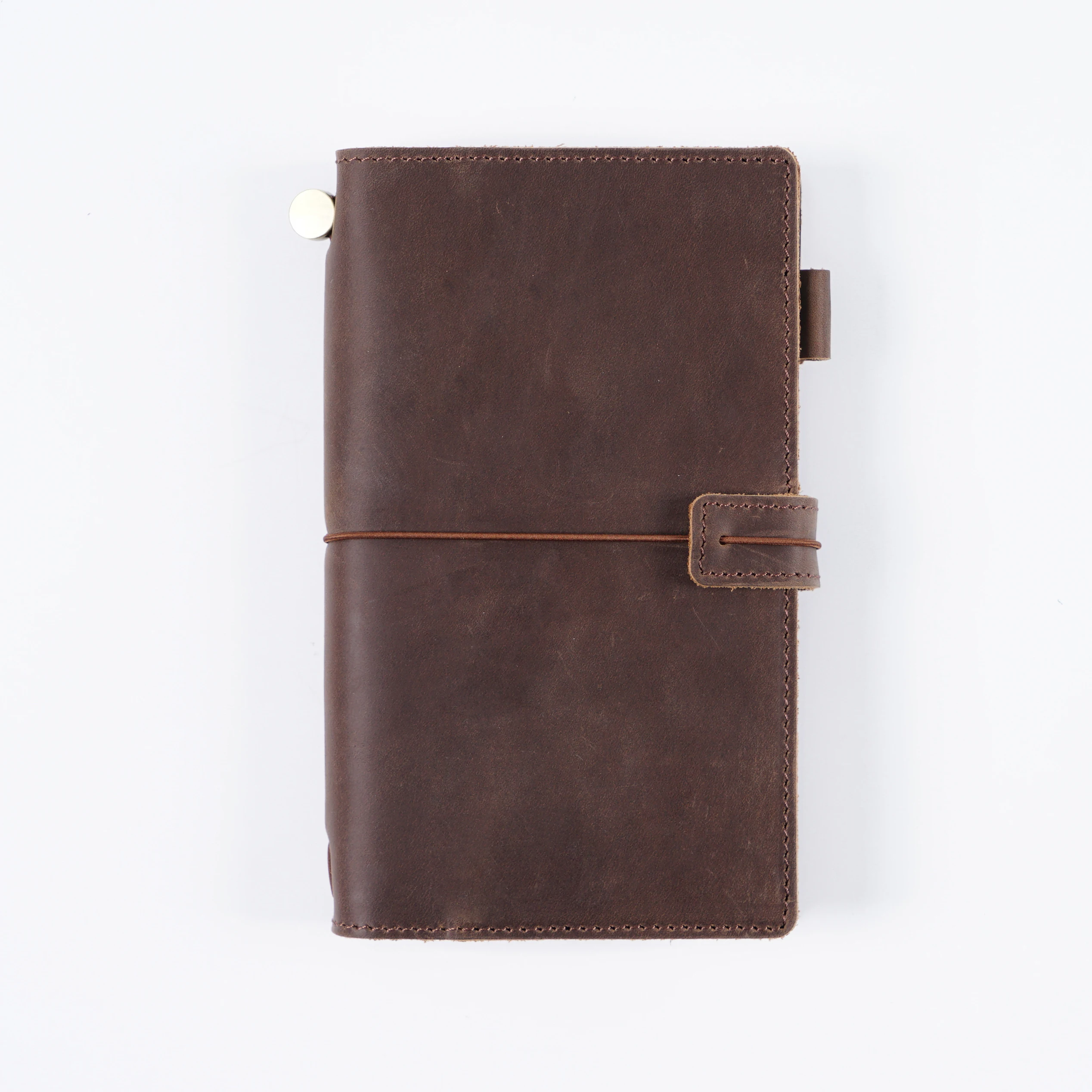 Vintage Leather Travel Journal - Handmade Refillable Portable Diary, Retro Brown