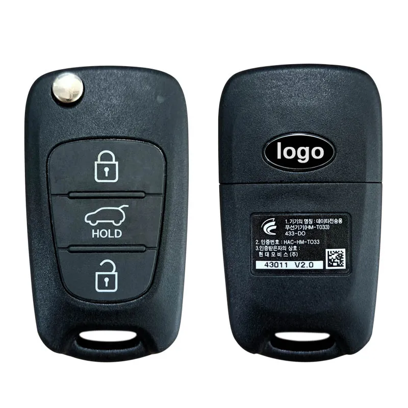 Flip Remote 3 Buttons FCC RKE-4F04 433MHz NO CHIP For Kia Cerato 2010+ CN051146 95430-1M250