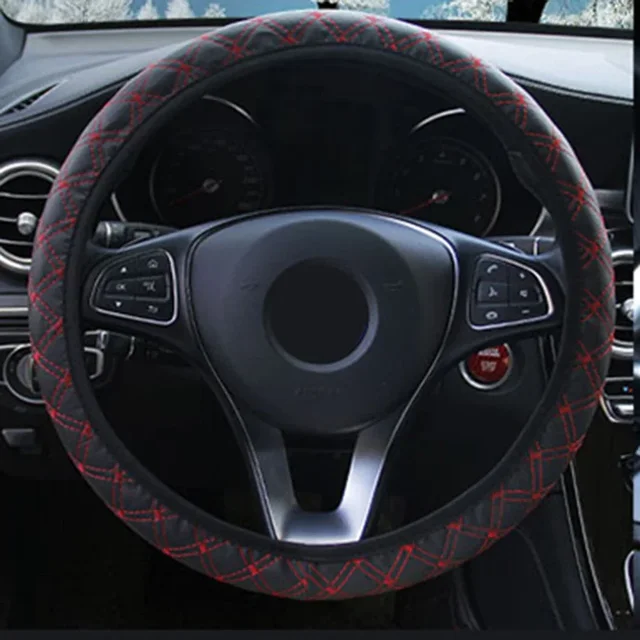 New Arrival High Quality Car Steering Wheel Cover PU Leather 38cm Non-Slip Protection Cover Be Used In All Seasons 2