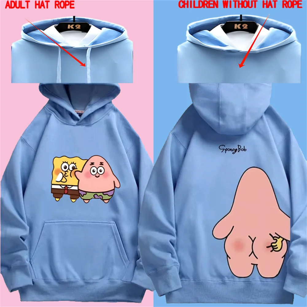 Spongebob Sweater SpongeBob SquarePants and Patrick Star Cartoon Anime Parent Child Hoodie For Spring And Autumn