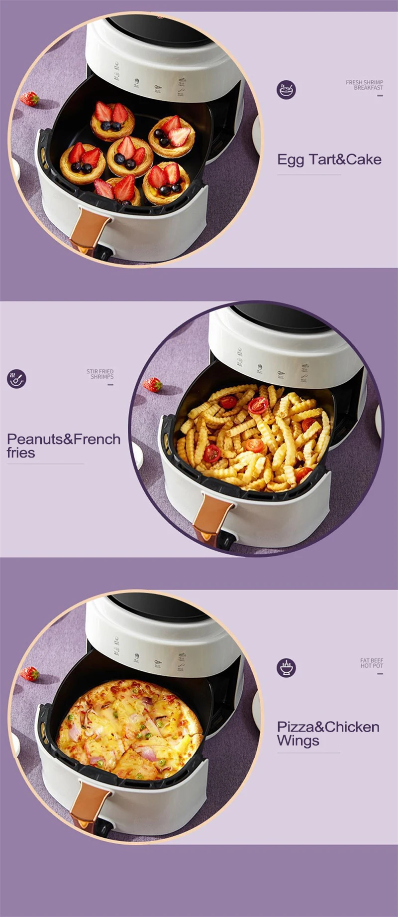 Description Picture 6 of itemAir Fryers 8L Large Capacity 360° Baking Toaster Without Oil Electric Deep Fryer Nonstick Basket Chicken Fryer Sonifer Airfryers