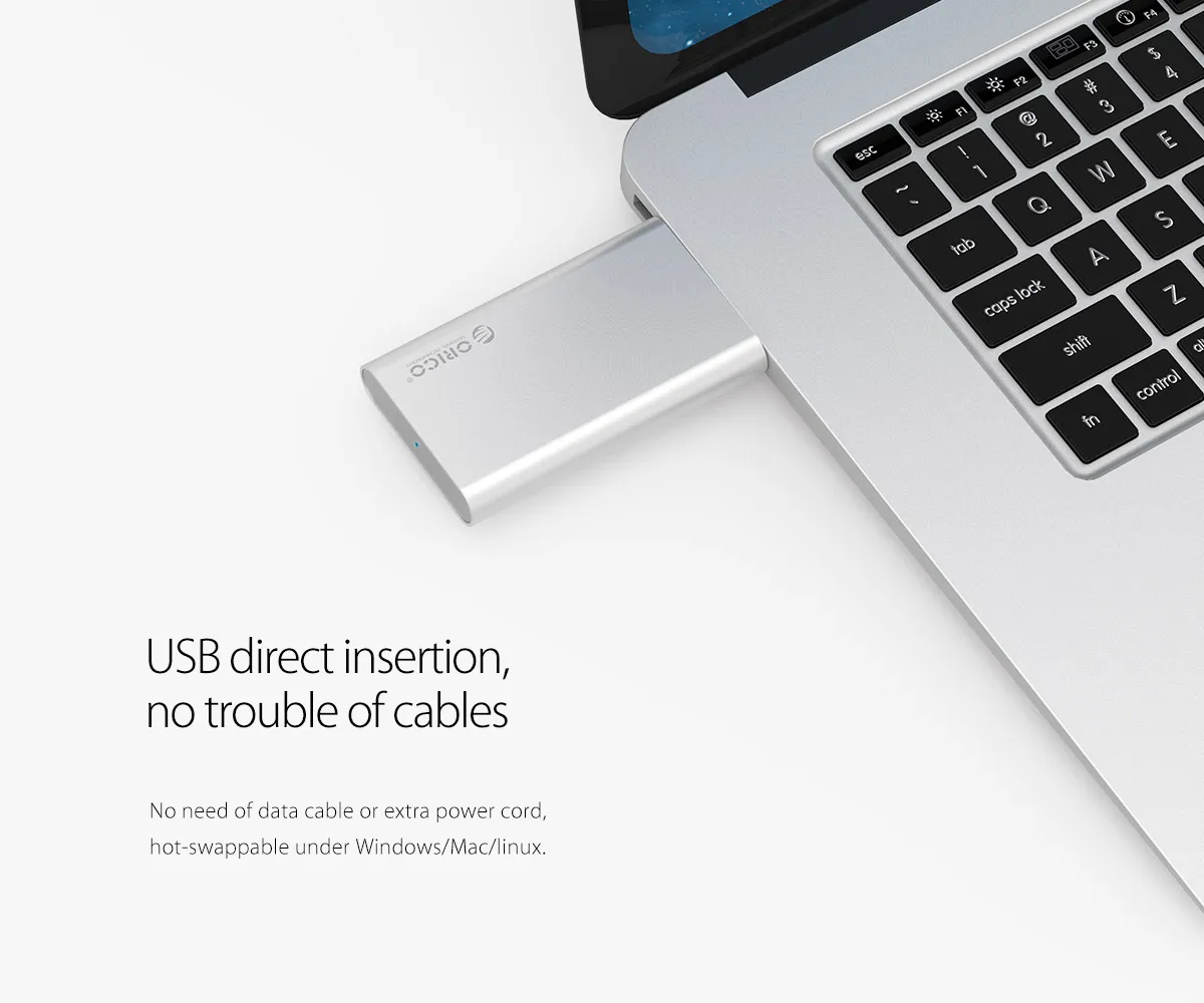 Orico Msg All-aluminum Ubs3.0 In-line Msata Caixa de Disco Rígido Portátil de Estado Sólido Ssd Mini Portátil Caixa Externa - Imagem 5