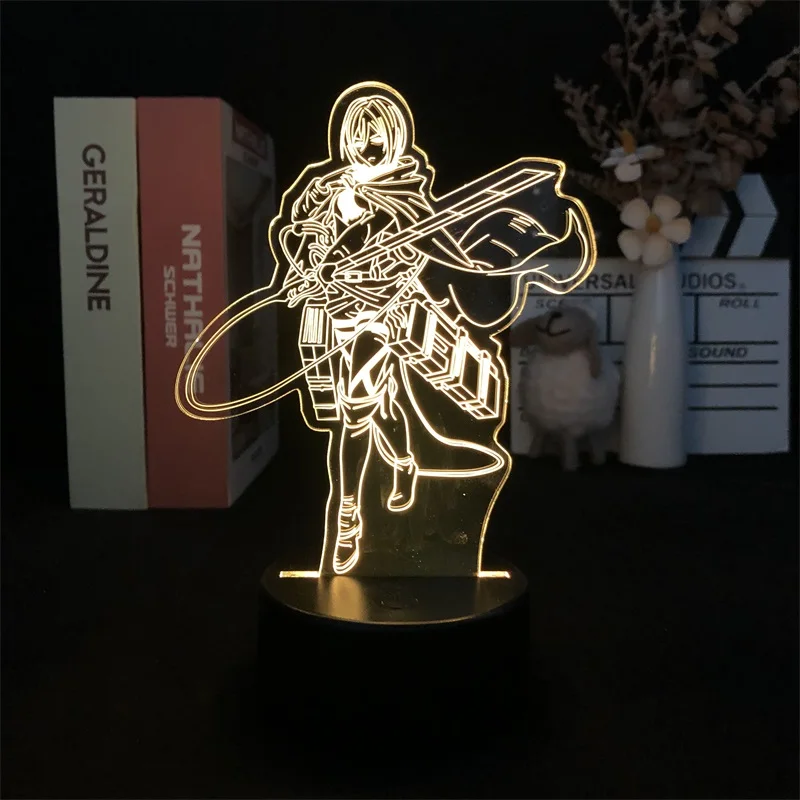 

3D Night Light Attack on Titan Mikasa Ackerman Anime Manga for Bedroom Decor Cute Birthday Color Gift LED Lamp Kid Love Present