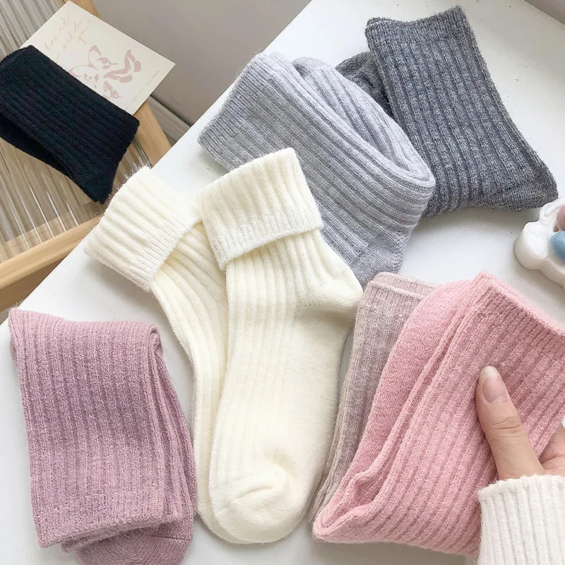 2 Pairs Women Artsy Pure Color Long Socks