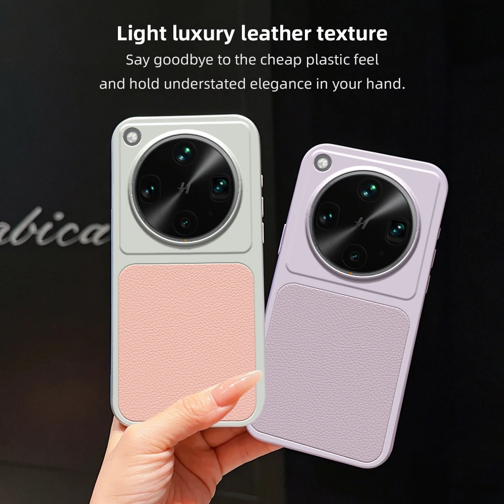 Luxury Leather Case with Lens Protection & Matte Finish – Premium Back Cover