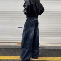 American Goth lettre imprimé Baggy Denim pantalons Hombre automne Y2K Streetwear Jean droit Hip Hop mode Jean pantalon 1