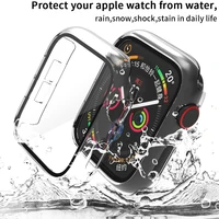 Étui rigide PC + Film trempé Anti-chute pour Apple Watch 40 38 41 42 44 45mm, protection d'écran étanche pour iWatch 7 6 5 4 3 2 1 3