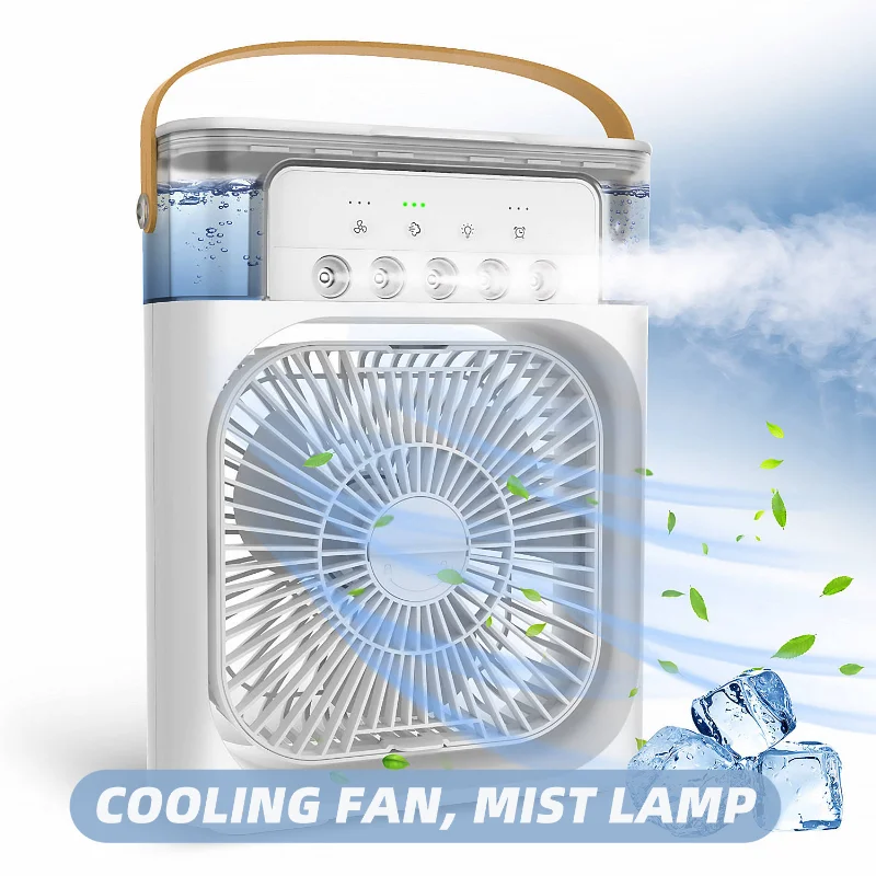 3 In 1 Portable Fan Air Conditioner Humidifier LED Night Light Portable Air Conditioner USB Water