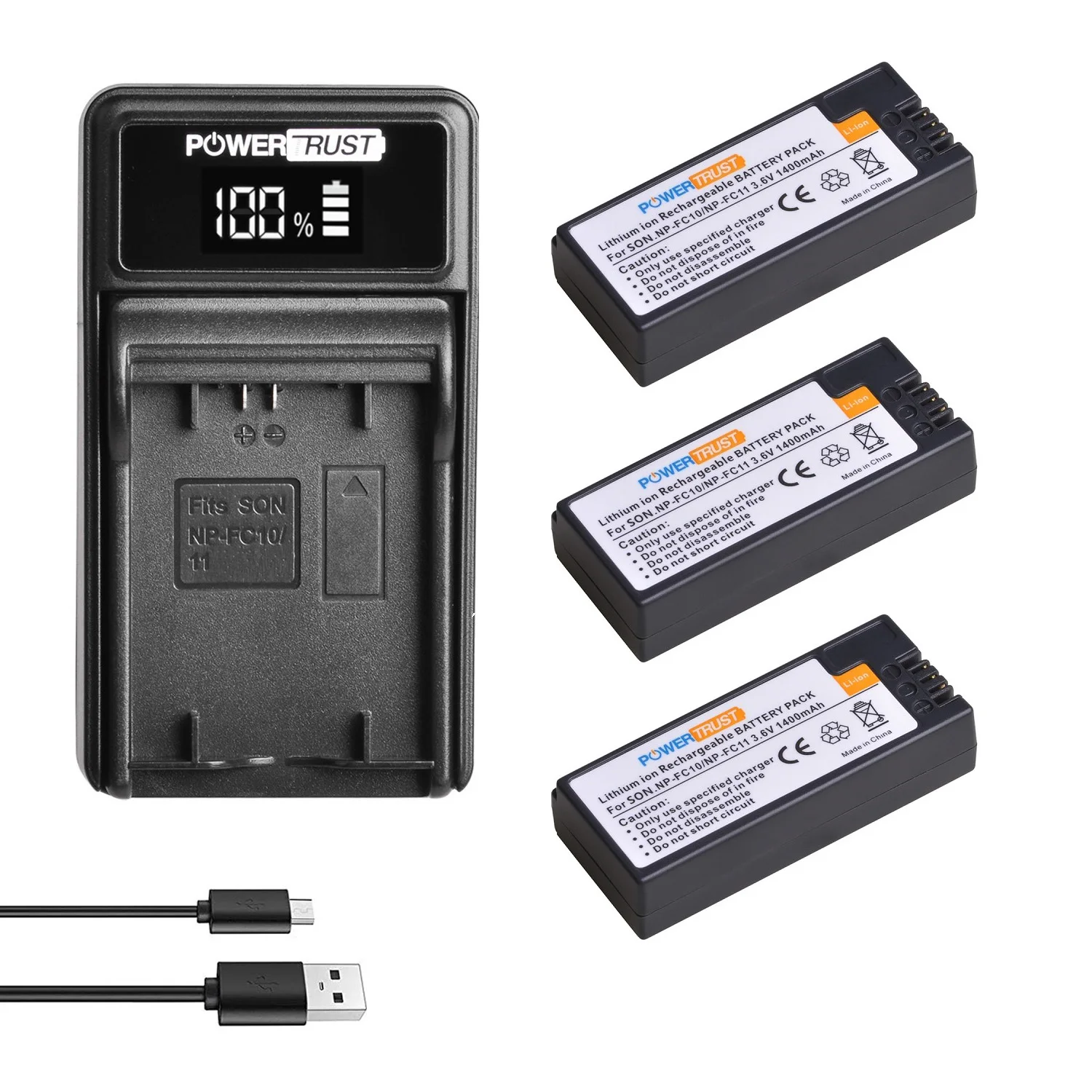 NP-FC11 NP-FC10 1400 3000mahのバッテリーとled usb充電ソニー