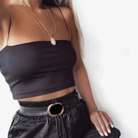 2024 Summer Women's Crop Top Sexy Elastic Cotton Camis sleeveless Short Tank Top Bar - Image 2