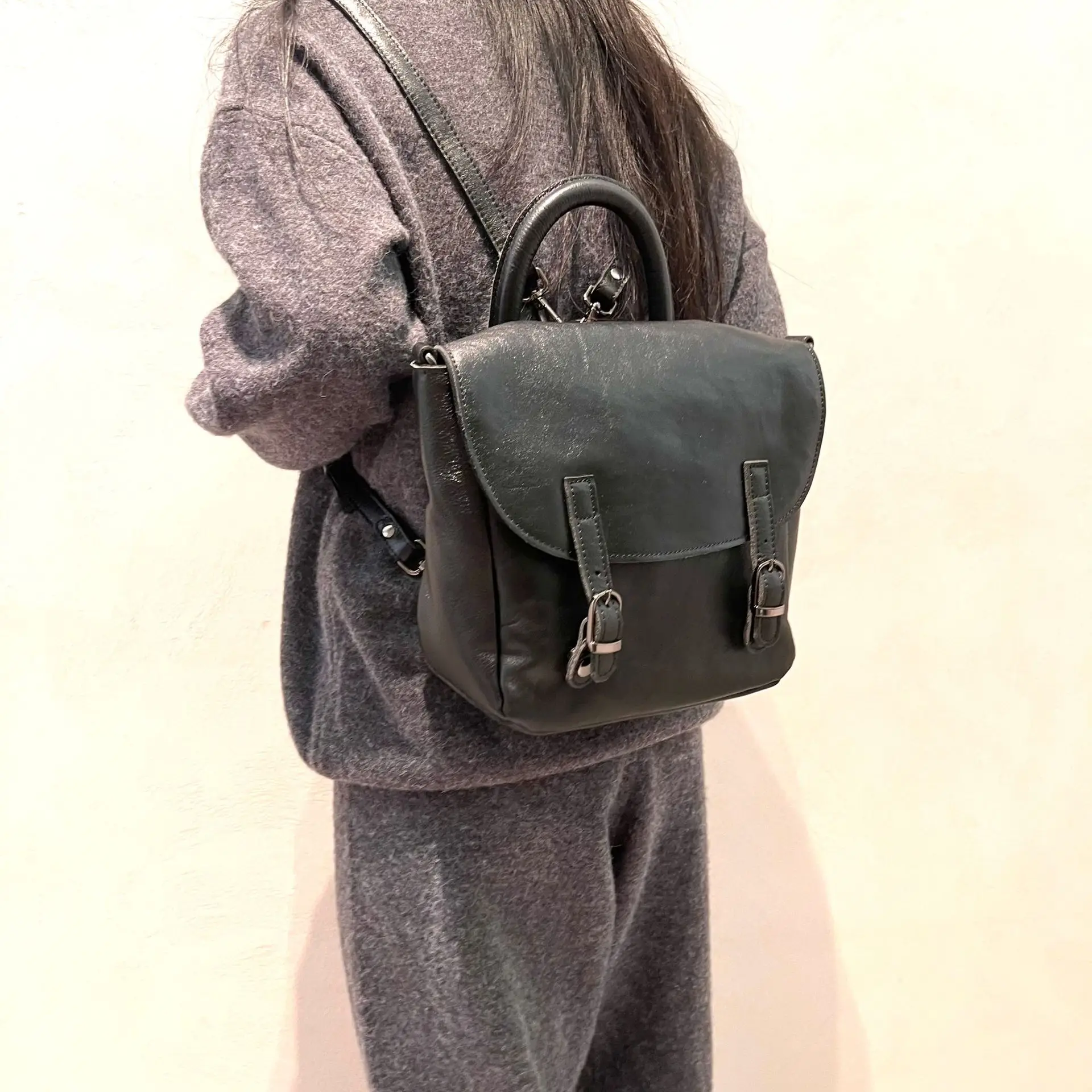 Leather Women's Bag Vintage Handmade First Layer Plant Tanned Cowhide Backpack Crossbody Bag Messenger Purses And Handbag