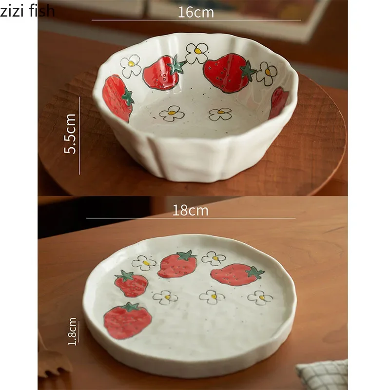 Hand-painted Fruit Pattern Ceramic Plate Creative Dessert Plate Steak Pasta Bowl Snack Bowl Home Specialty Tableware