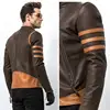 High-end Brand Men's Zipper Leather Jacket Wolverine Slim Fit Short Coat Retro Locomotive Logan Bomber PU Leather Jacket 5XL-M 4