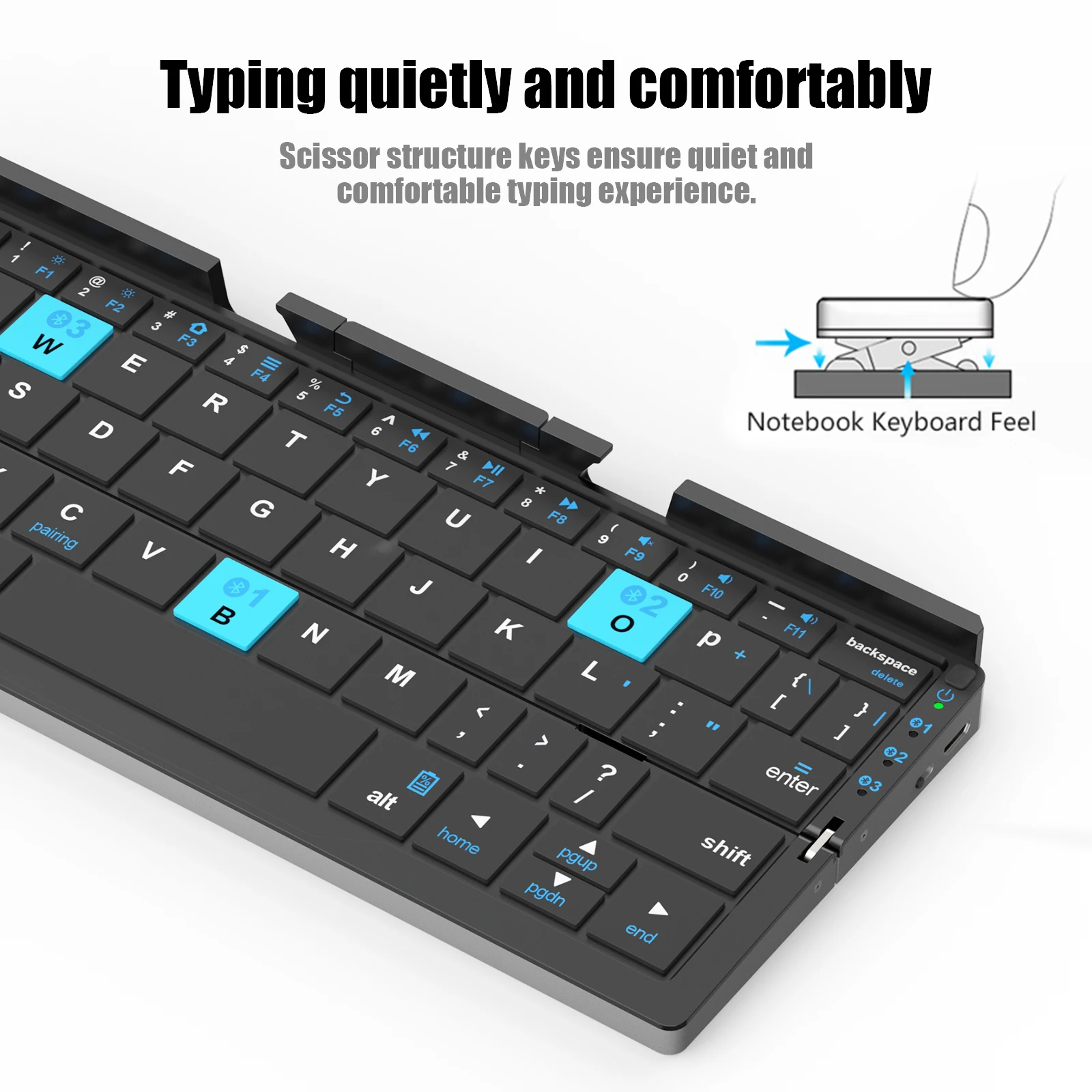 Wireless Folding Keyboard for iPads Phones Tablet