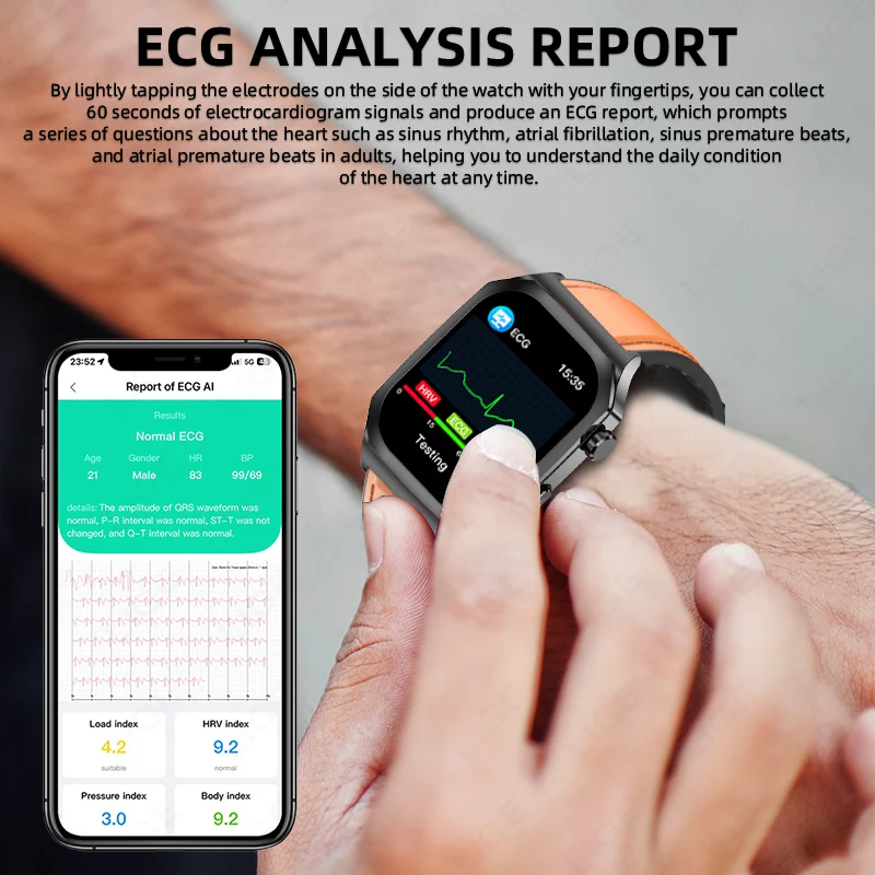 LIGE 2025 New Nursing Grade Smartwatch ECG+PPG Blood Lipid Uric Acid Blood Pressure BMI Measurement Health Smart Call Bracelet