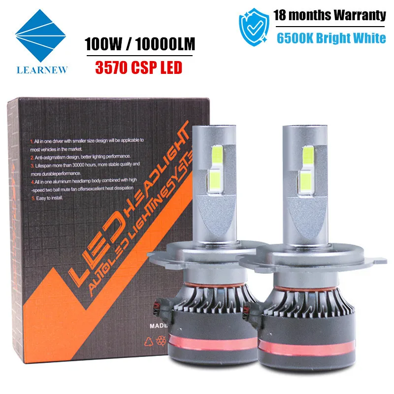 

LEARNEW H4 LED Headlight H7 LED Lights For Car Headlamps 6500K 100W 10000LM 9005 9006 H8 H9 H11 LED 12V Auto Fog Light Bulbs