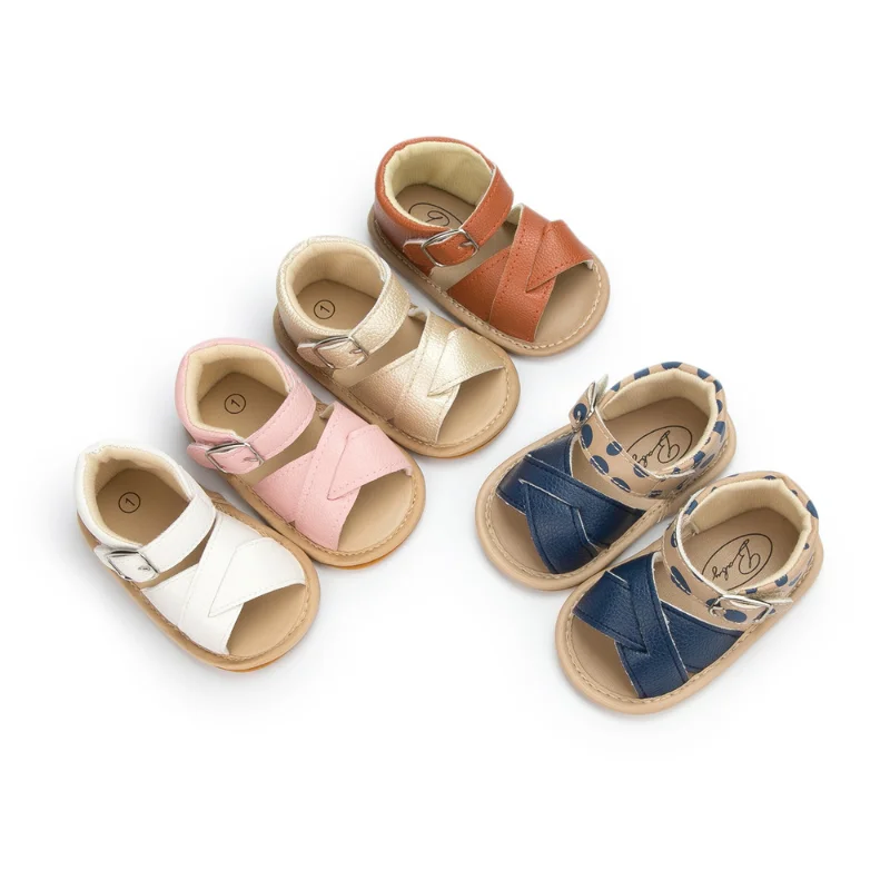 New Infant Baby Shoes Baby Boy Girl Shoes Toddler Flats Summer Sandal Flower Soft Rubber Sole Anti-Slip Crib First Walker