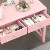 Home Office Desk with Drawers, Writing Computer Desk for Bedroom, Small Pink Makeup Vanity Table, Study Table for Home Office 2