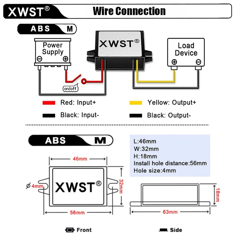 XWST 36V 48V bis 12V DC zu DC Step Down Modul 1A 1,5A 2A ABS Kunststoff 12W 24W Buck Spannungsreduzierer für Solarroboter – Detail 4