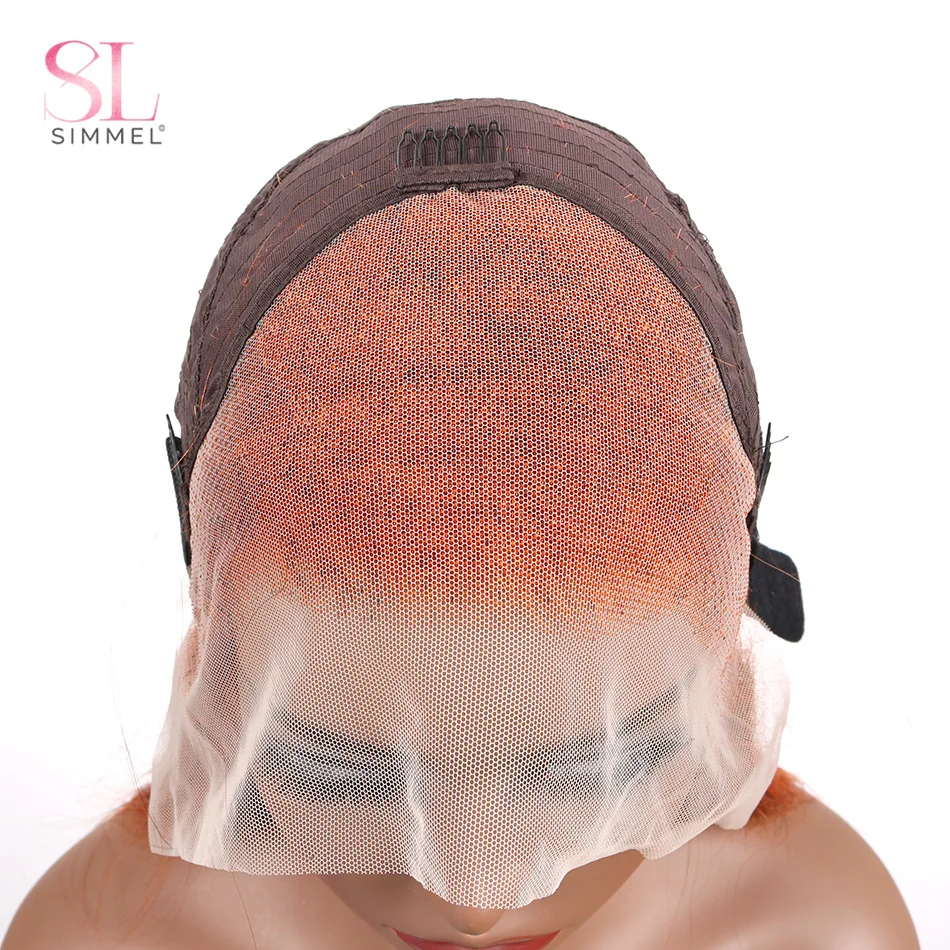 Ginger Orange Lace Front Wig Bone Straight Human Hair Wig for Black Women Ombre Color Short Bob 1B Orange Human Hair Lace Wig