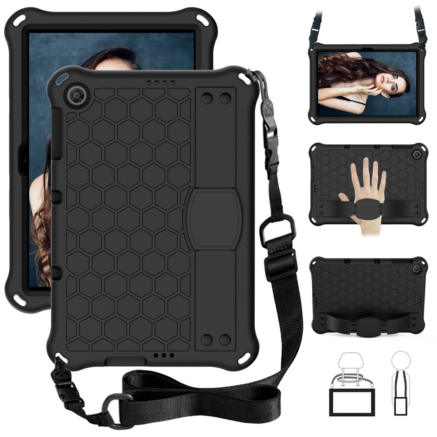 Durable Multifunction Tablet Armor Case with Kids Stand and Strap