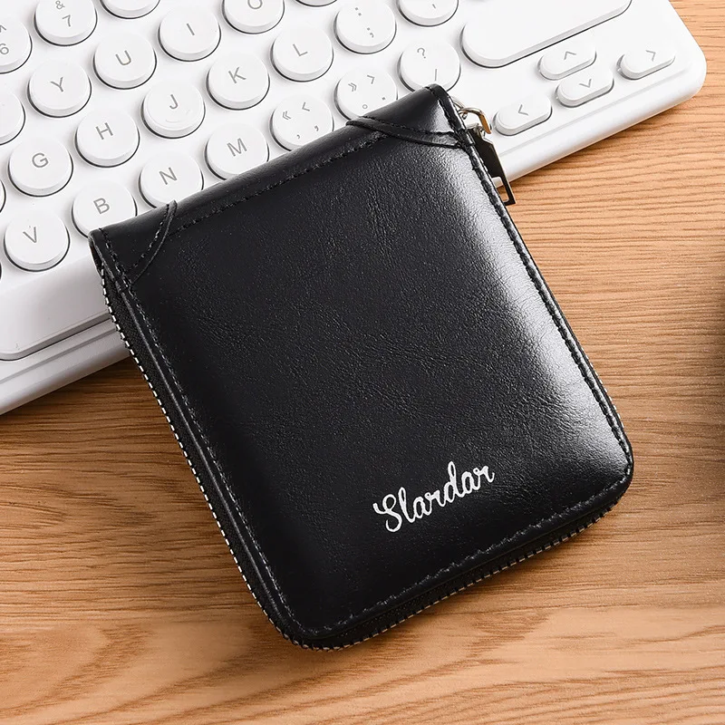 Short men's wallet, youth horizontal wallet, student personalized zipper, multifunctional card bag integrated