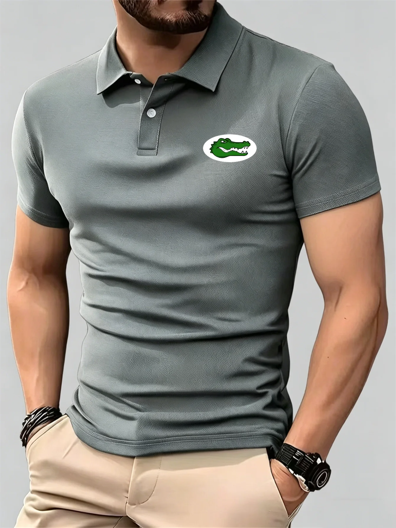 Polo Piqué da Uomo, Casual, per Ufficio, Estiva, a Maniche Corte, T-shirt per Lavoro, Sport all'Aperto, Top alla Moda - immagine 3