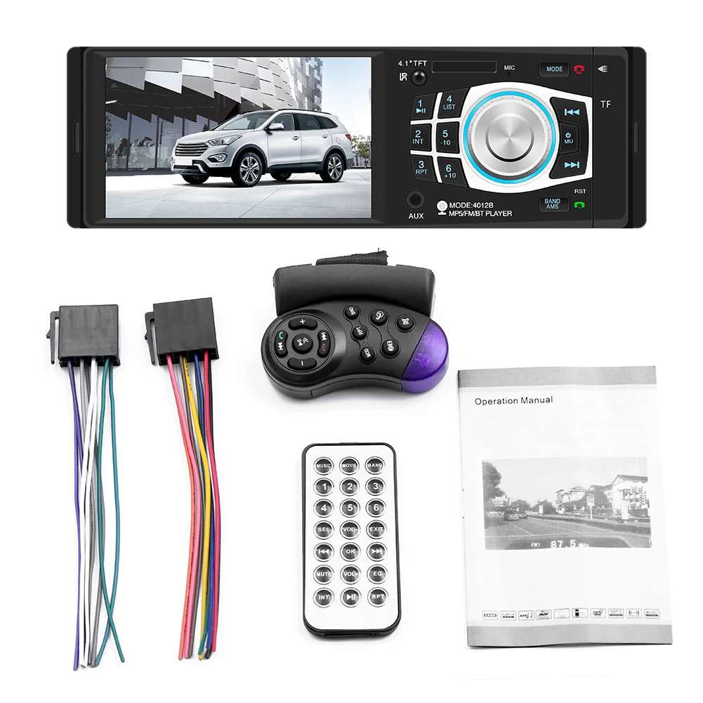 5PCS 4012b Car Mp5 Mp4 Mp3 Player Card Inserted Machine Usb Disk Bluetooth Phone Rear View