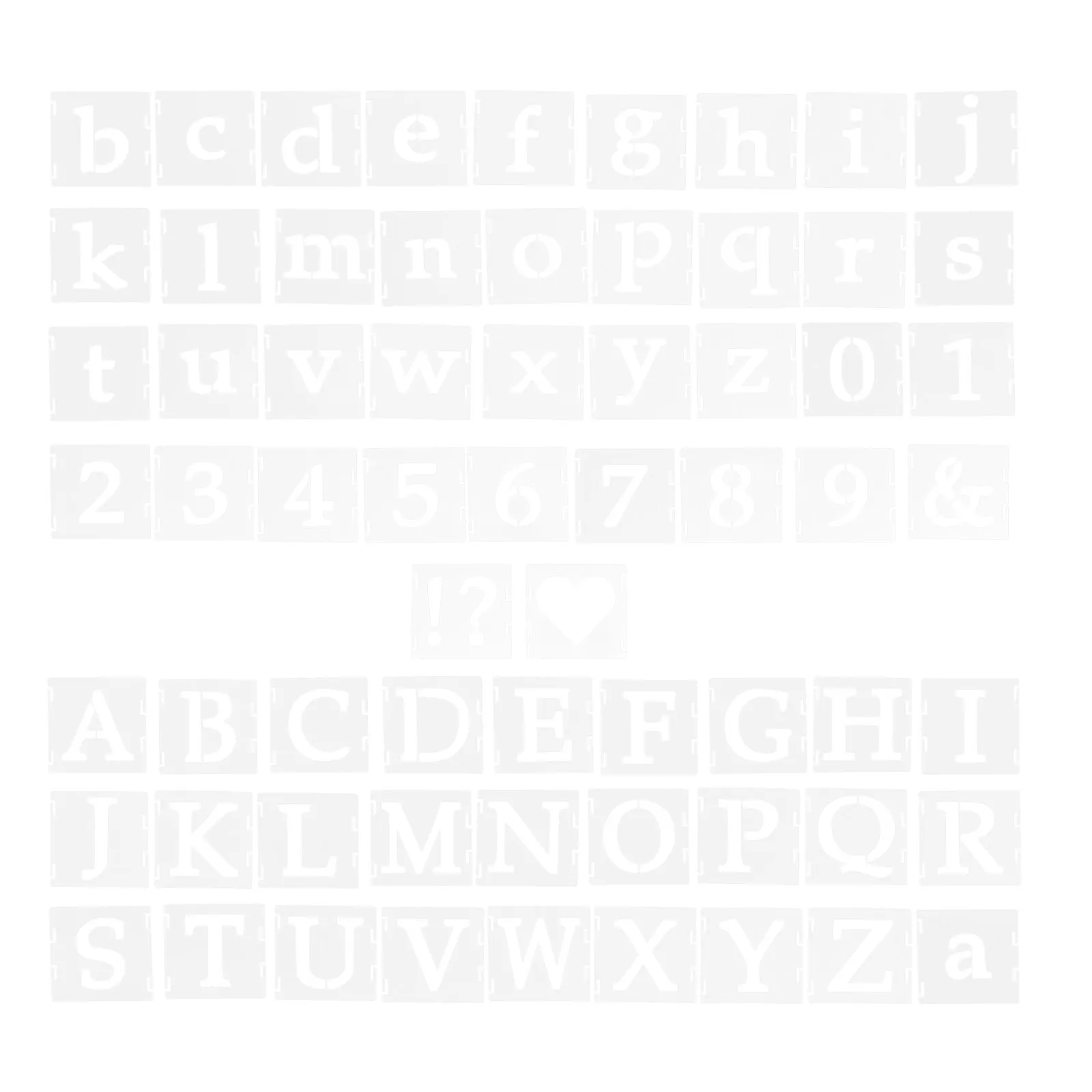65개 인터로킹 드로잉 스텐실 템플릿 세트 재사용 가능한 문자 숫자 기호 DIY 벽 예술 스크랩북킹 나무 간판용