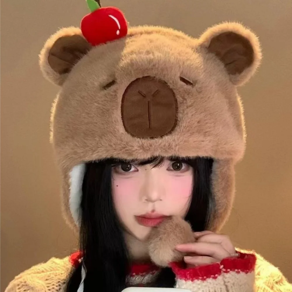 Capybara Plüschmütze Niedliche Ohrhaube Cartoon Pullover Mütze Herbst Ley Feng Mütze Für Weihnachtsgeschenk Radfahren Wintermode – Detail 7