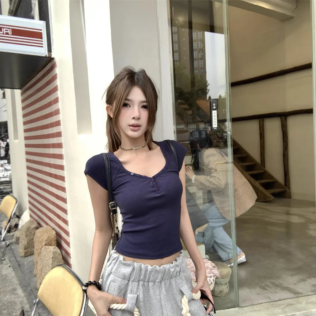 Women V Neck Short Sleeve Slim Fit T Shirt