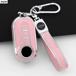 Premium TPU Folding Car Key Case Cover Shell (Pink Set 3)