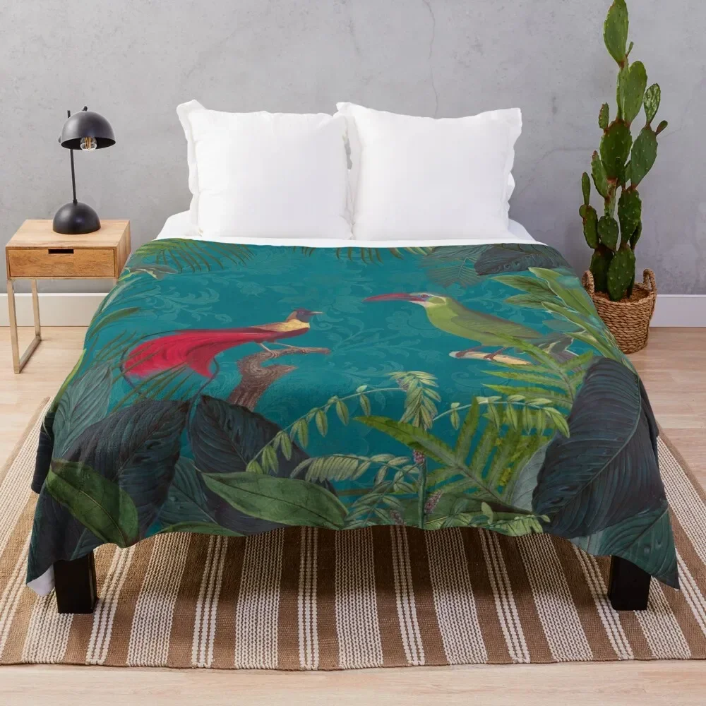 

Birds Of Jungle Vintage Botanical Illustration Throw Blanket Custom Soft Big manga funny gift Blankets