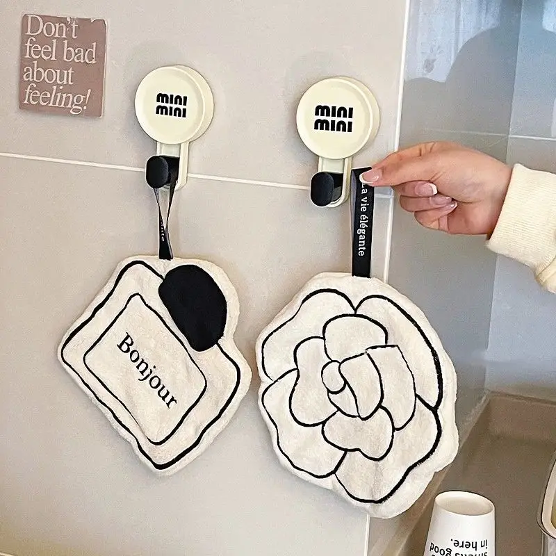 French Hand Towel Absorbent Thickened Cute Creative Kitchen Coral Velvet Small Hanging Towel Internet Celebrity