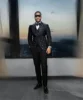 Elegance Jacquard Beaded Crystals Men Suits 3 Pieces Groom Wedding Tuxedos Male Prom Party Blazers Formal Customized Costume 2