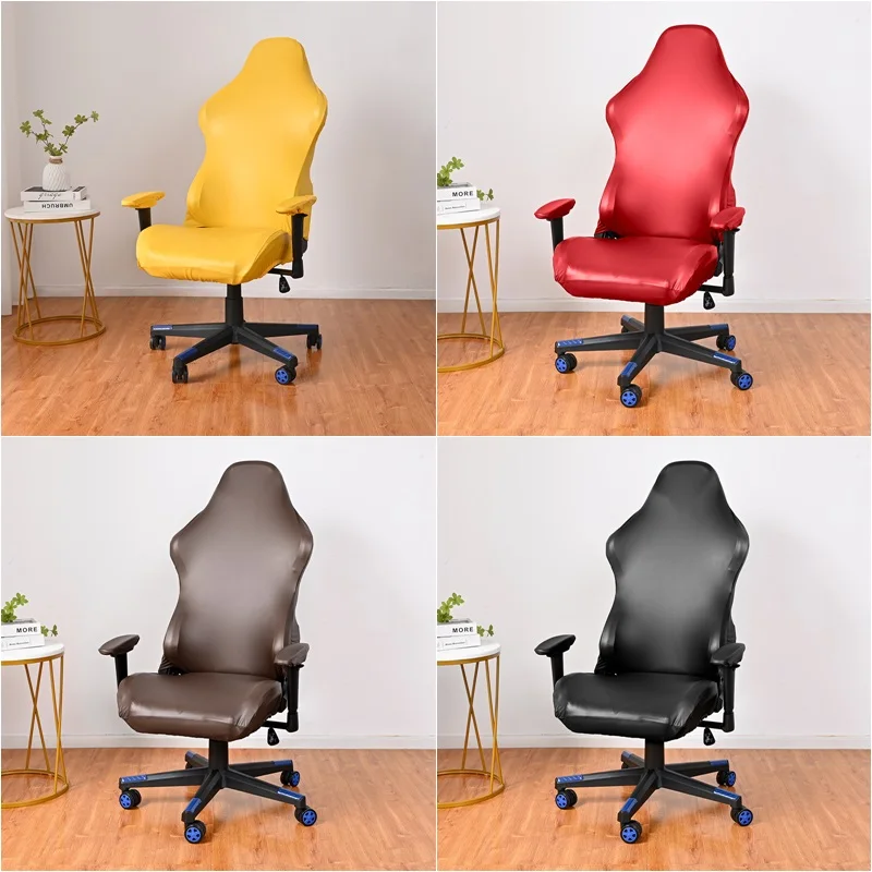 Elastic Solid Office Chair Cover Pu Leather Game Chair Cover Chair