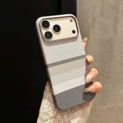 Sleek Carbon Fiber Kevlar Pattern Phone Case - Anti - Scratch & Anti - Yellowing - iPhone 15 Plus (YHJB)