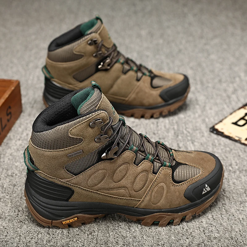 HIKEUP High-Top Männer Wanderschuhe Winter Outdoor Schuhe Schnüren Rutschfeste Sport Casual Trekking Stiefel Mann Wildleder warme Schuhe – Detail 17