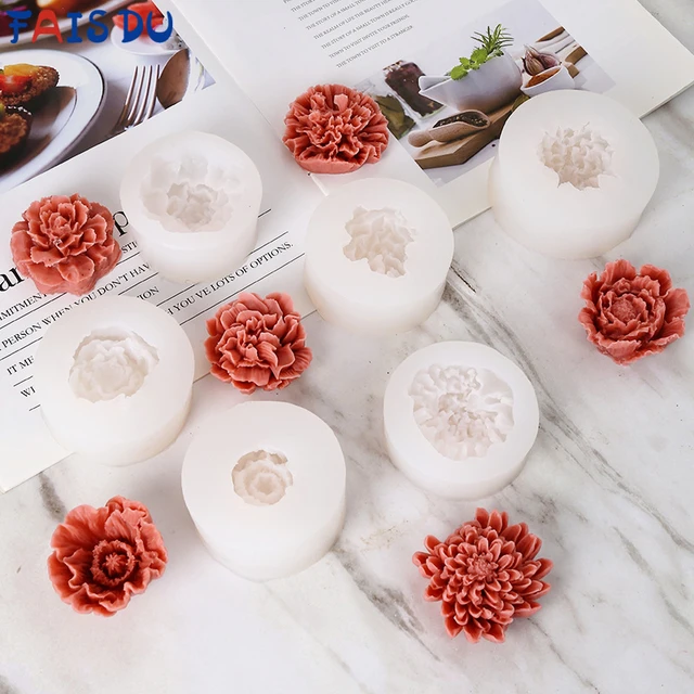 Heart Shape Rose Mold Rose Candle Mold Rose 3D Flower Mold Flower Candle Mold Silicone Mold for Resin Cake Mold Clay Resin Making Molds Candle