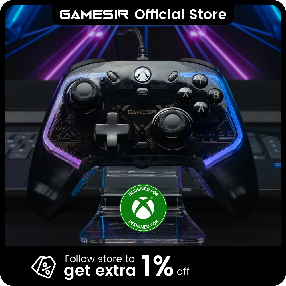 Controle GameSir Kaleid Flux para Xbox com sensor Hall Effect, compatível com Xbox Series X, Xbox Series S, Xbox One e PC.