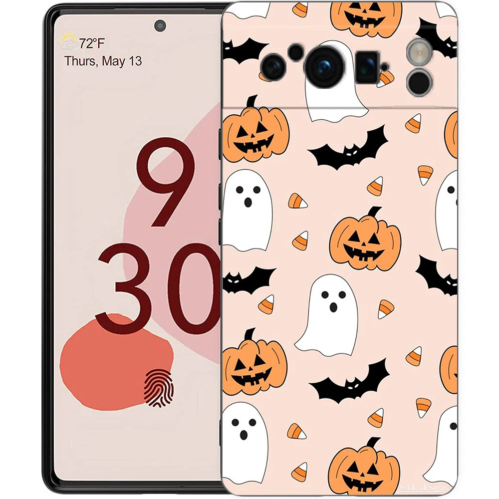 Autumn Fox Pumpkin Halloween Themed Shockproof Phone Case – Soft Silicone Black Cover
