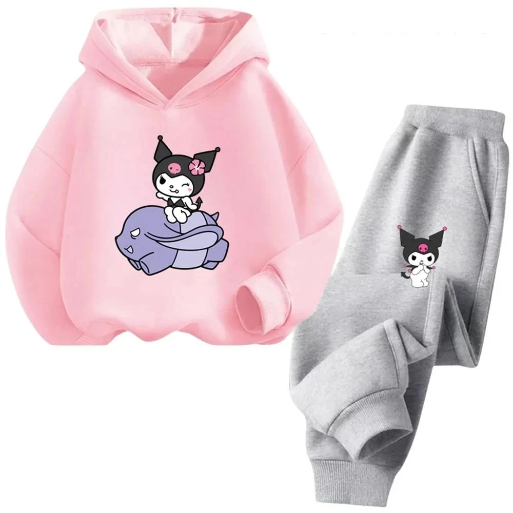 thumbnail image 1 of Conjunto de sudadera con capucha Kuromi para niñas y niños, sudaderas de manga larga para niños, primavera y otoño, camisetas con capucha informales de dibujos animados para niños de 3 a 14 años, 1 of 5