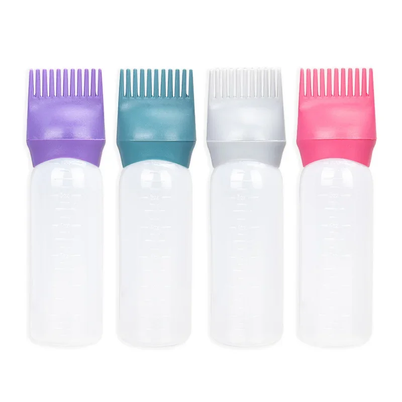 Hair Oil Applicator Bottle Hairdressing Shampoo Bottle Hair Dye Refillable Comb Roots Massage Comb 5 Colors