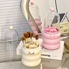 Rotating Makeup Brushes Holder with Lid Dustproof Cosmetic Storage Box for Brushes,Lipstick,Eyebrow Pencil Desktop Vanity Holder 4