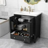 30" Bathroom Vanity with Sink Combo, Multi-functional Bathroom Cabinet with Doors and Drawer, Solid Frame and MDF Board, Black 2