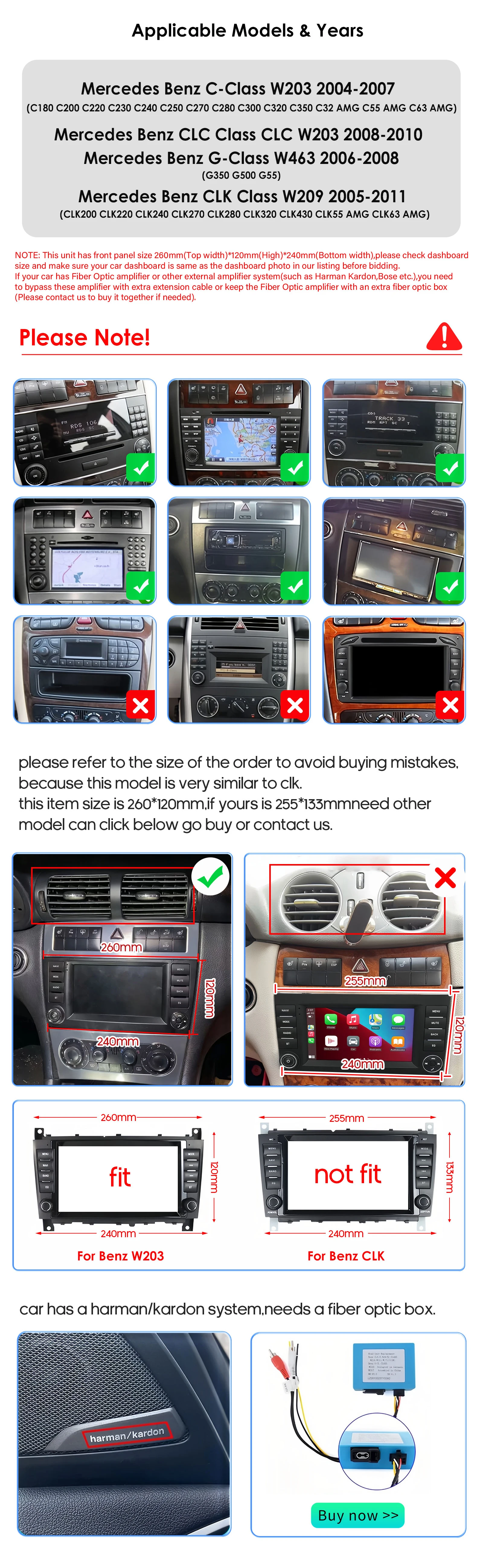 Hizpo 9 Zoll Wireless CarPlay Android Auto Autoradio für Mercedes Benz CLC W203 C-Klasse C180 C200 CLK200 CLK W209 UI7862 360 ° CAM – Detail 3