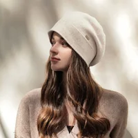 2022 Female Boutique Cashmere Blend Winter Hat Fur Warm Soft Wool Women Skullies Beanies Wholesale Fedora Retro lady caps beret 1