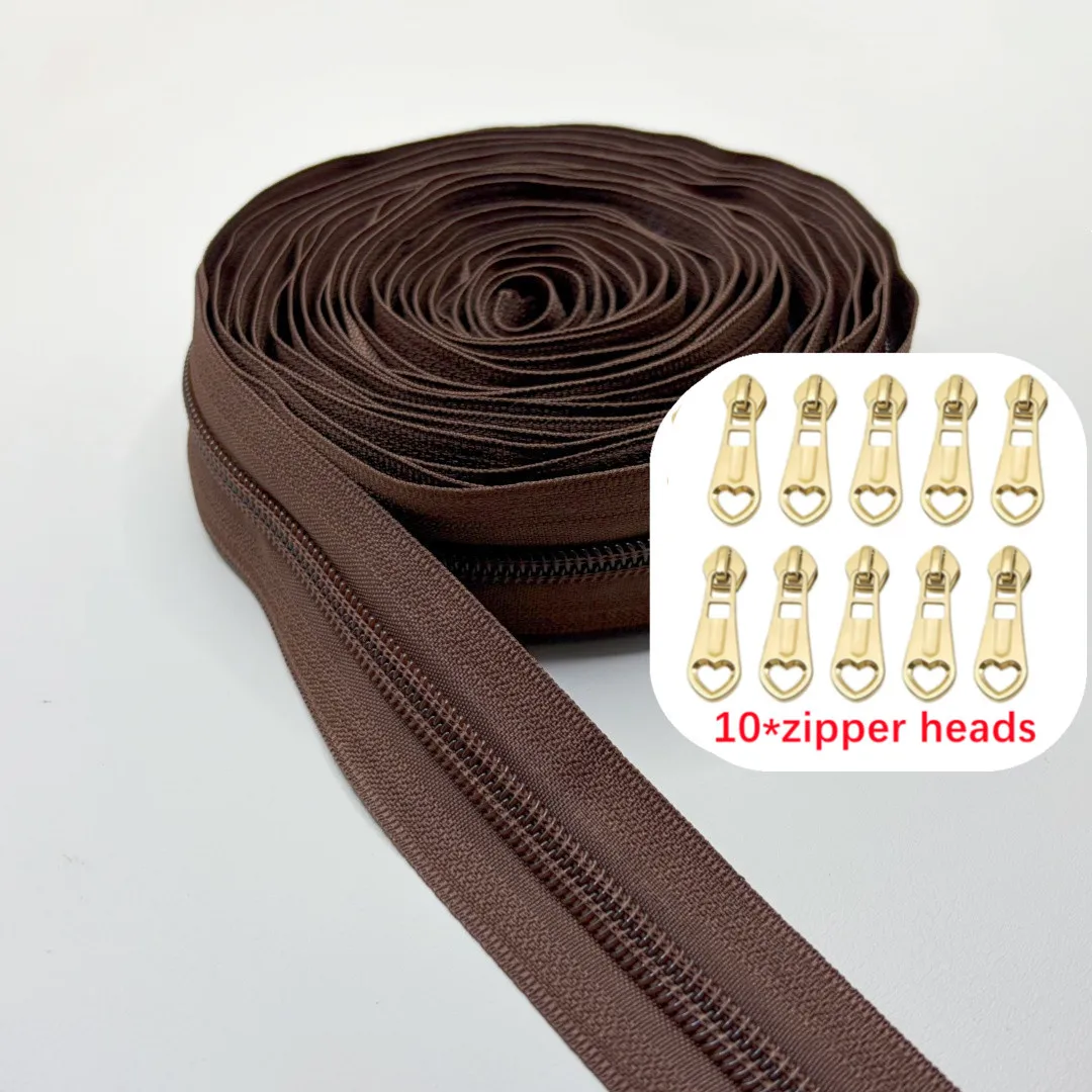 Rainbow Nylon Zipper Tape with Golden Sliders for Sewing and Craft Projects (5 Meters)
